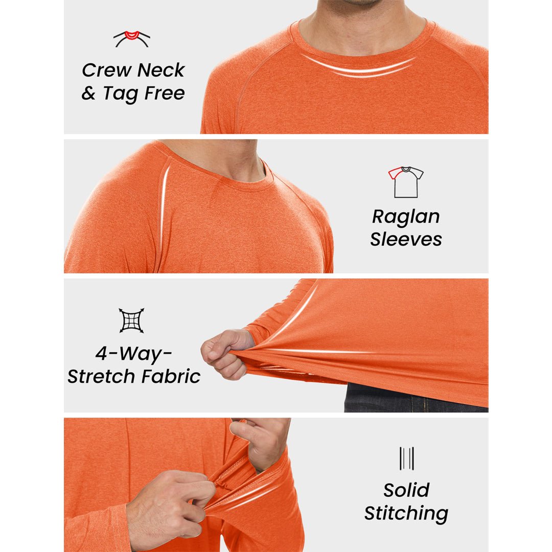 TACVASEN Orange UPF 50+ Fishing Swim Long Sleeve Shirts
