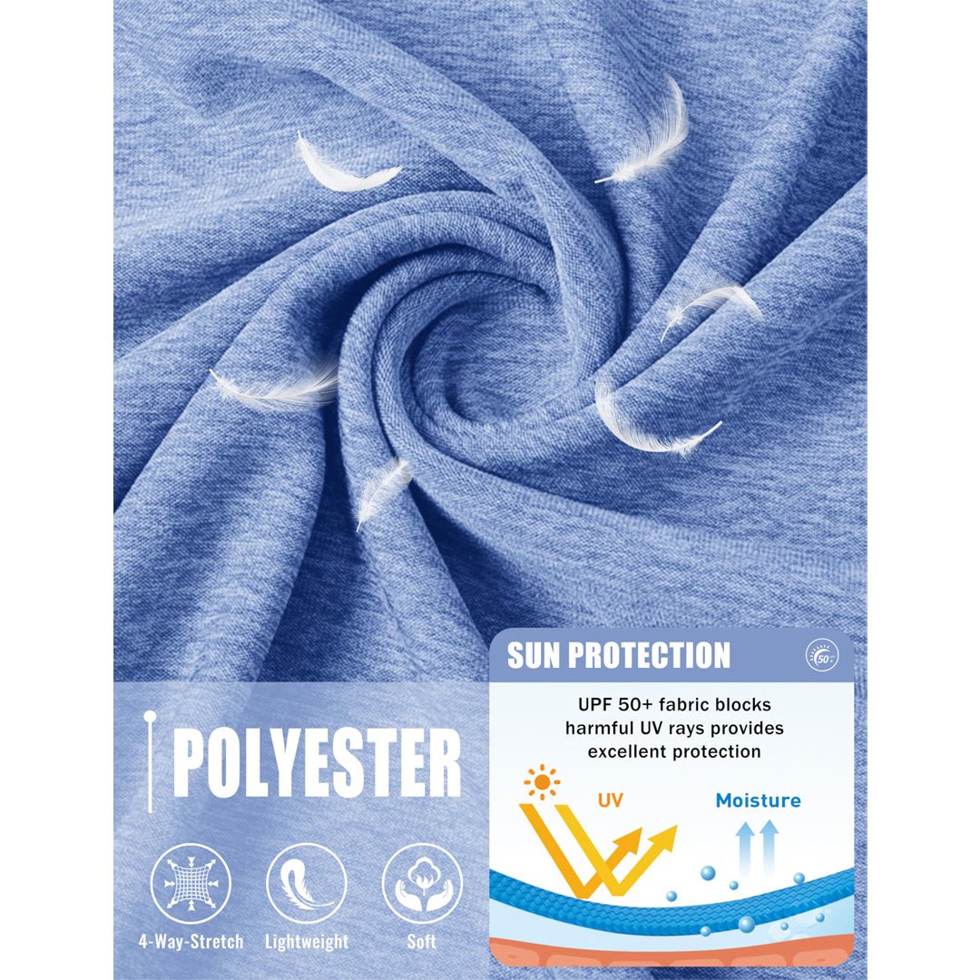 TACVASEN Light Blue UPF 50+ Fishing Swim Long Sleeve Shirts