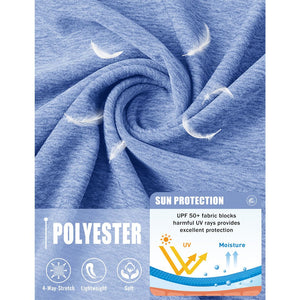 TACVASEN Light Blue UPF 50+ Fishing Swim Long Sleeve Shirts