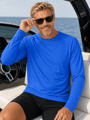 TACVASEN Sapphire Blue Men's UPF 50+ Long Sleeve Quick Dry Sun Protection Shirt
