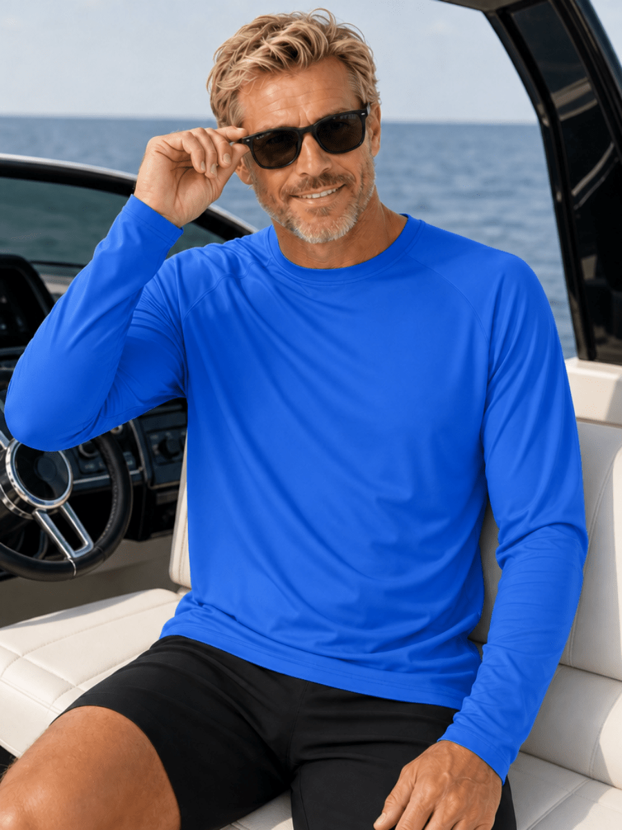 TACVASEN Sapphire Blue Men's UPF 50+ Long Sleeve Quick Dry Sun Protection Shirt