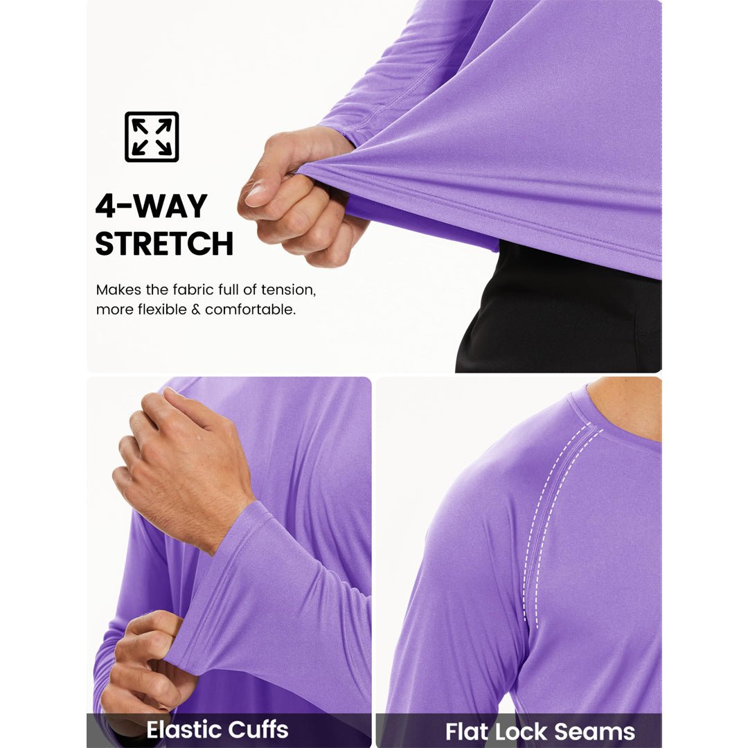 Men's UPF 50+ Long Sleeve Quick Dry Sun Protection Shirt Light Purple