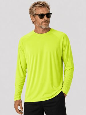 TACVASEN Bright Green Men's UPF 50+ Long Sleeve Quick Dry Sun Protection Shirt