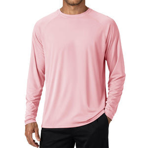Men's UPF 50+ Long Sleeve Quick Dry Sun Protection Shirt Light Pink