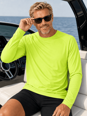 TACVASEN Bright Green Men's UPF 50+ Long Sleeve Quick Dry Sun Protection Shirt
