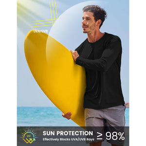 Men's UPF 50+ Long Sleeve Quick Dry Sun Protection Shirt Black