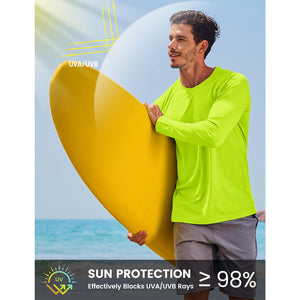 Men's UPF 50+ Long Sleeve Quick Dry Sun Protection Shirt Bright Green
