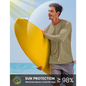 Men's UPF 50+ Long Sleeve Quick Dry Sun Protection Shirt Dull Cyan