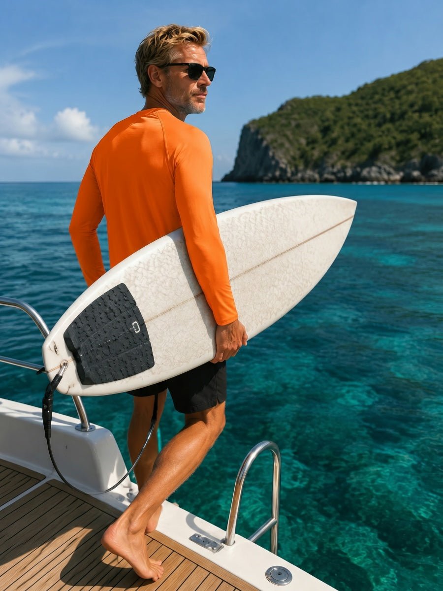 TACVASEN Orange Men's UPF 50+ Long Sleeve Quick Dry Sun Protection Shirt