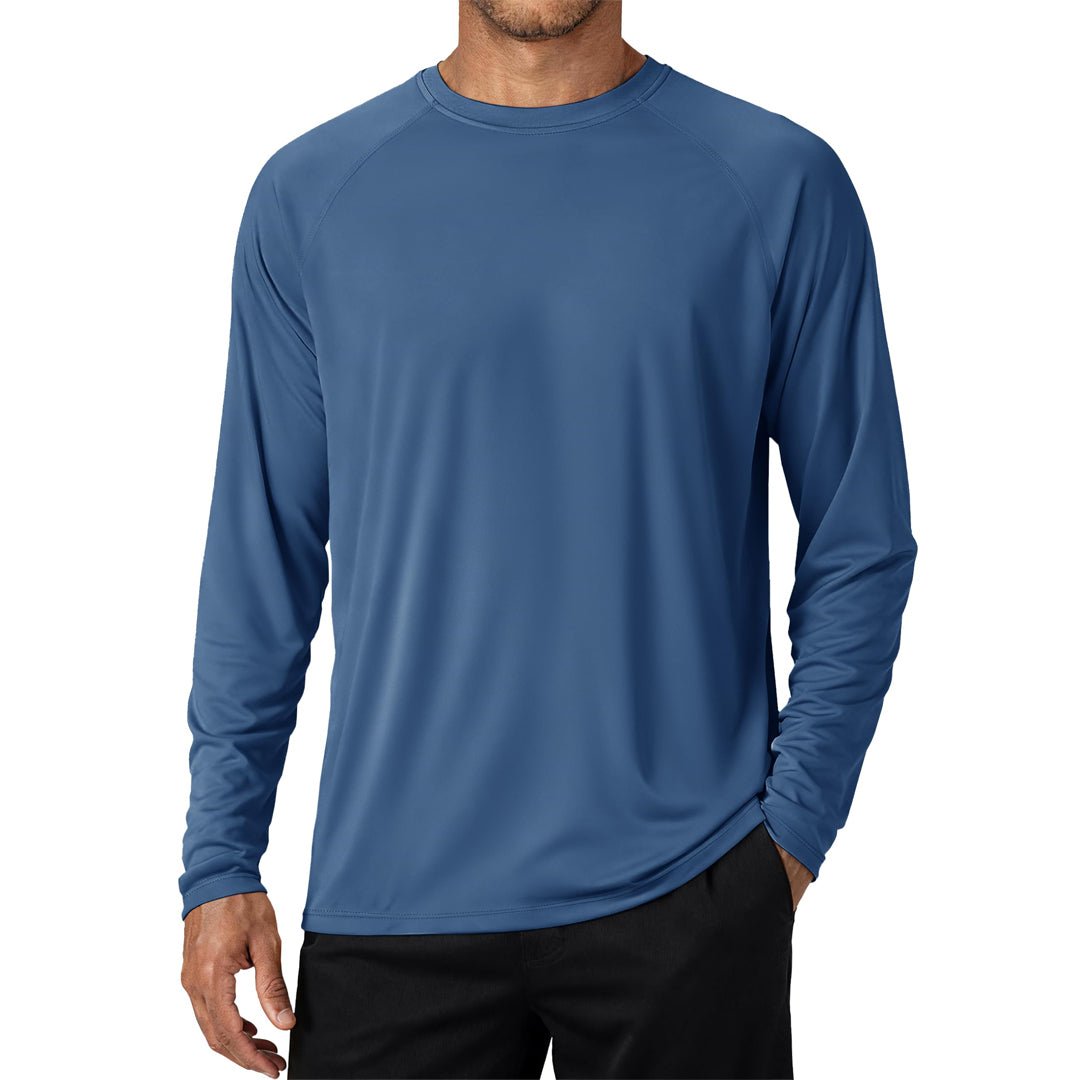 Men's UPF 50+ Long Sleeve Quick Dry Sun Protection Shirt Blue Grey