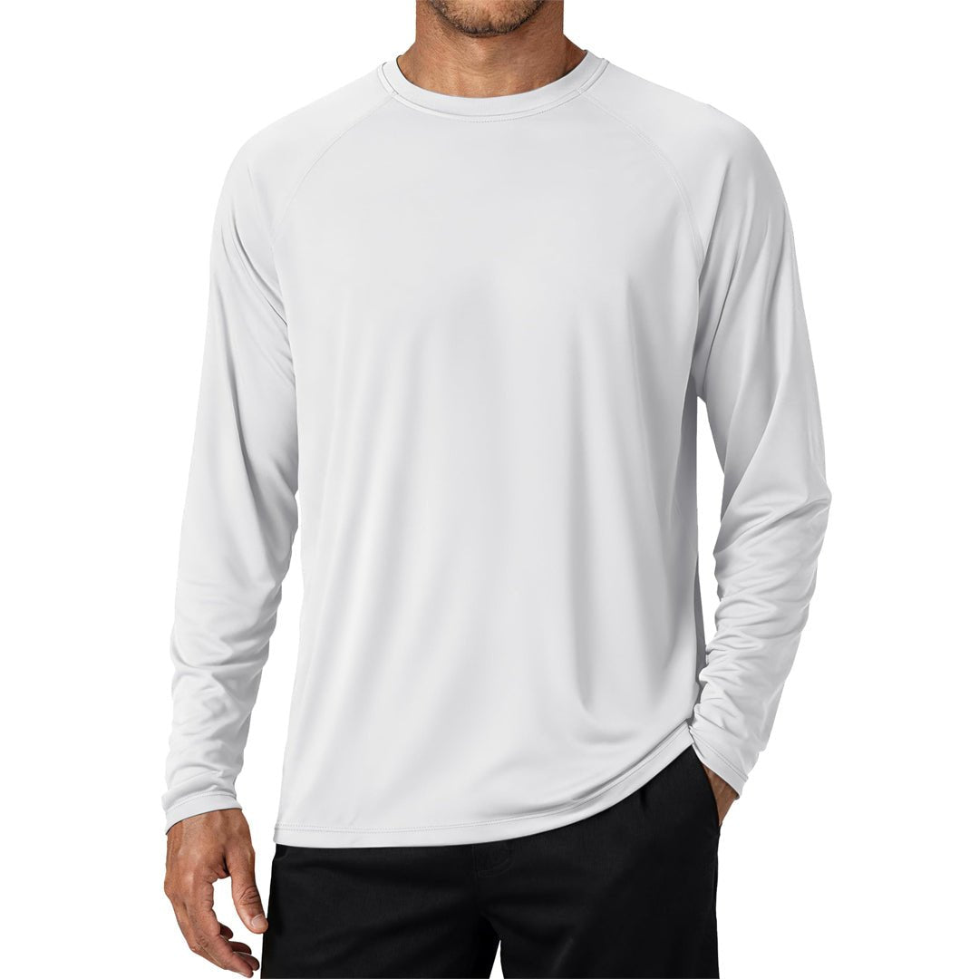 Men's UPF 50+ Long Sleeve Quick Dry Sun Protection Shirt White