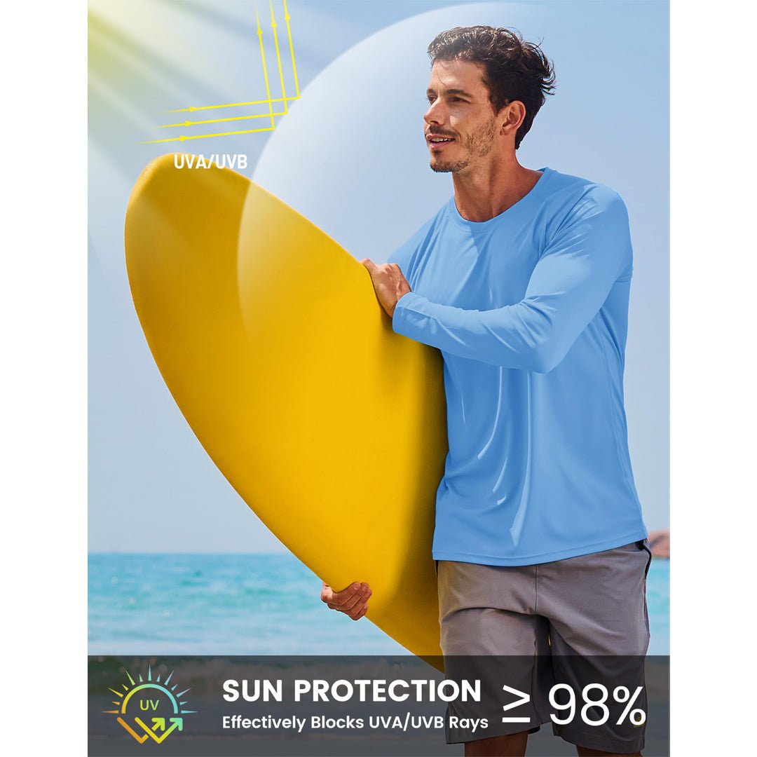 Men's UPF 50+ Long Sleeve Quick Dry Sun Protection Shirt Blue