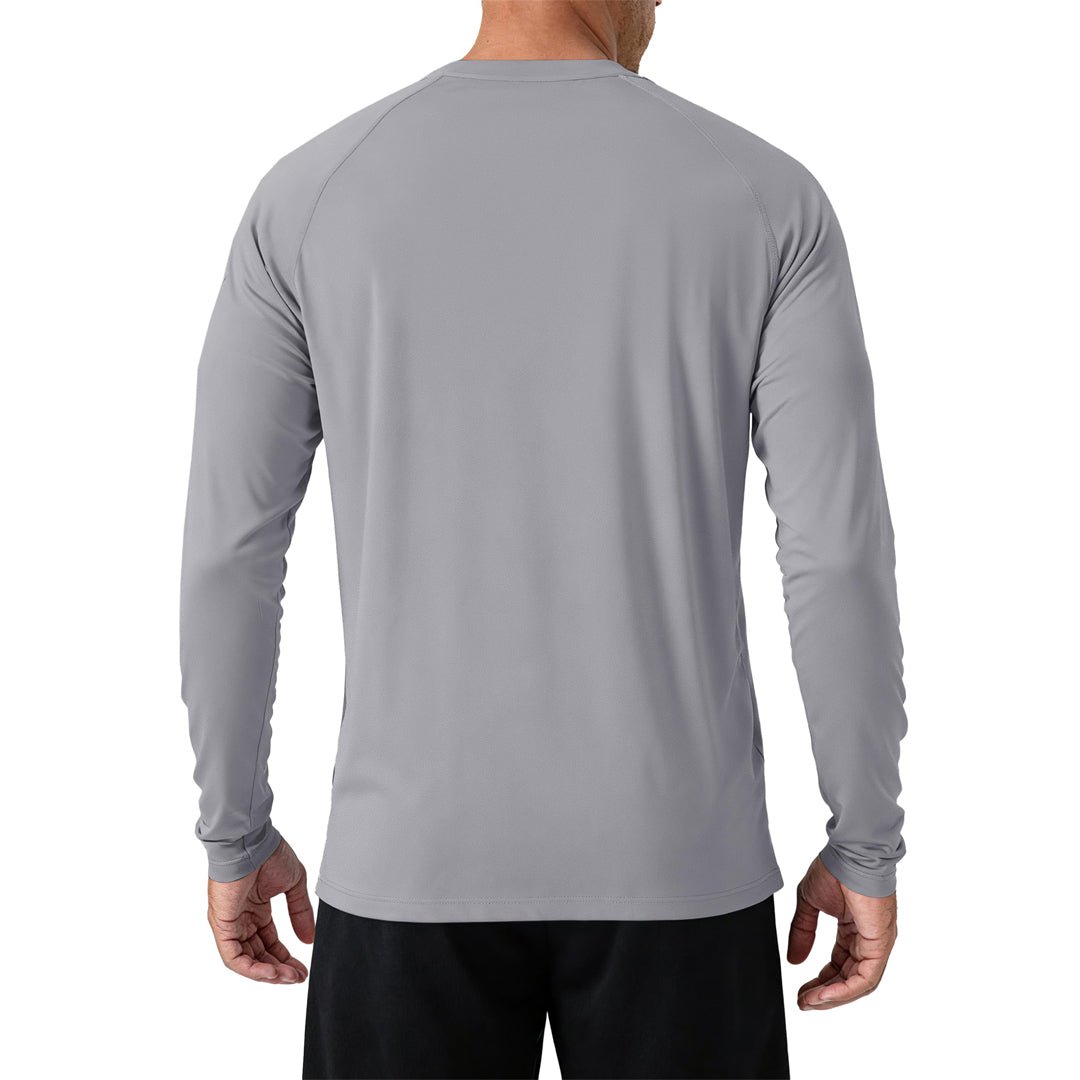 Men's UPF 50+ Long Sleeve Quick Dry Sun Protection Shirt Light Grey