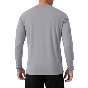 Men's UPF 50+ Long Sleeve Quick Dry Sun Protection Shirt Light Grey