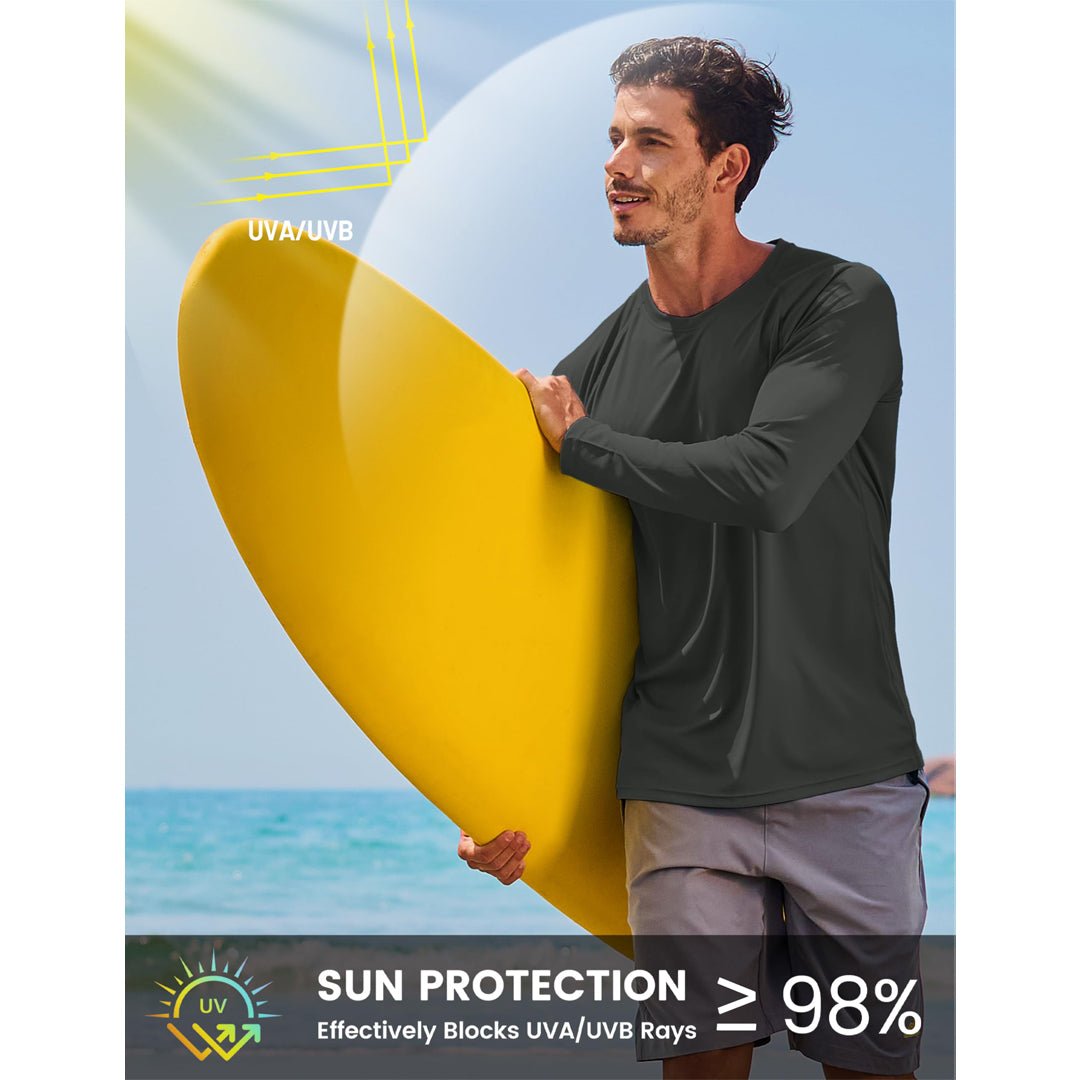 Men's UPF 50+ Long Sleeve Quick Dry Sun Protection Shirt Dark Grey