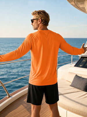 TACVASEN Orange Men's UPF 50+ Long Sleeve Quick Dry Sun Protection Shirt
