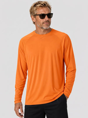 TACVASEN Orange Men's UPF 50+ Long Sleeve Quick Dry Sun Protection Shirt