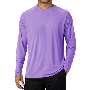 Men's UPF 50+ Long Sleeve Quick Dry Sun Protection Shirt Light Purple