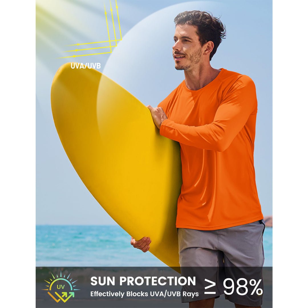 Men's UPF 50+ Long Sleeve Quick Dry Sun Protection Shirt Orange