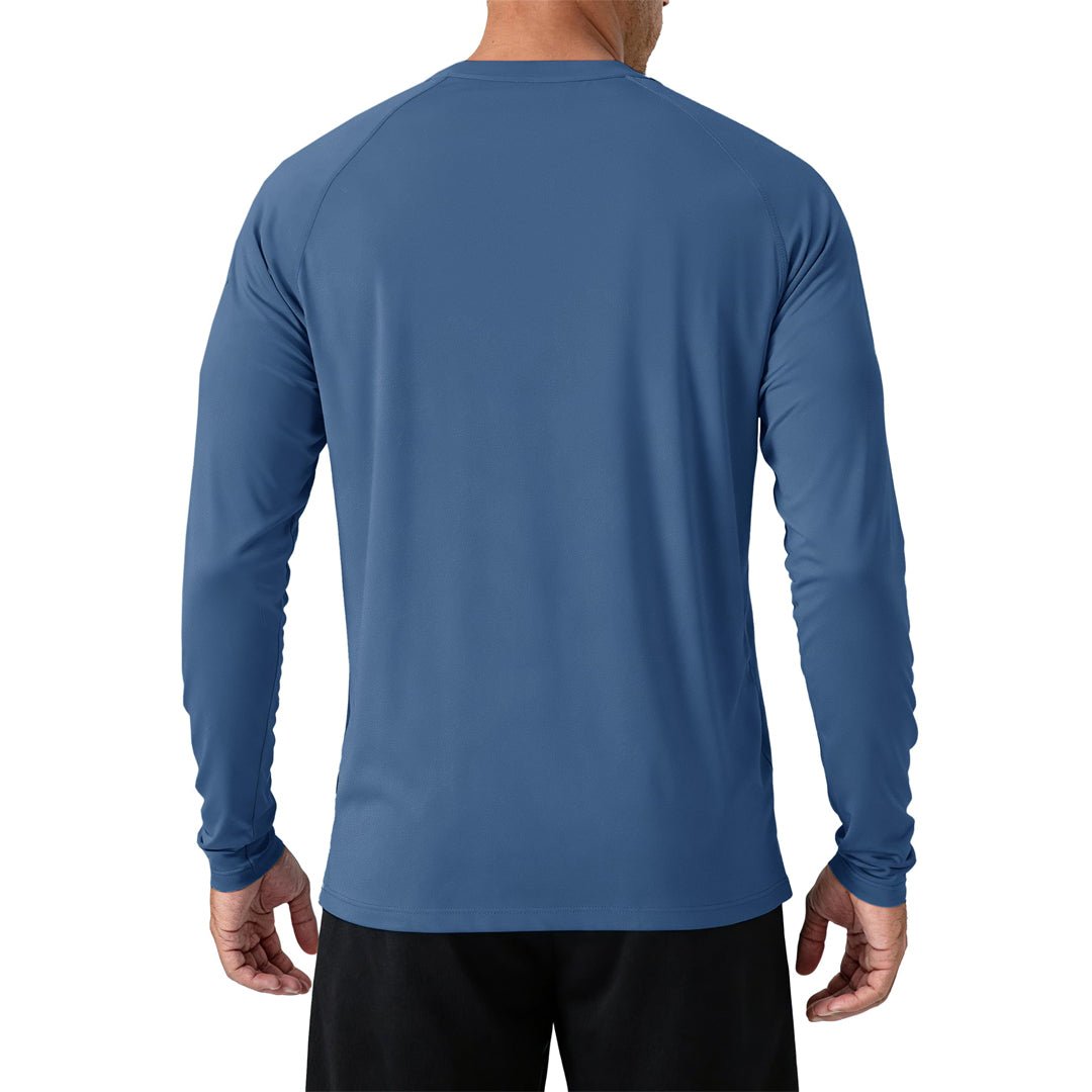 Men's UPF 50+ Long Sleeve Quick Dry Sun Protection Shirt Blue Grey