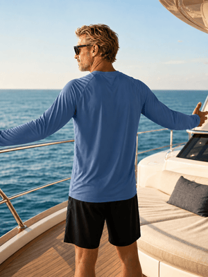 TACVASEN Blue Grey Men's UPF 50+ Long Sleeve Quick Dry Sun Protection Shirt