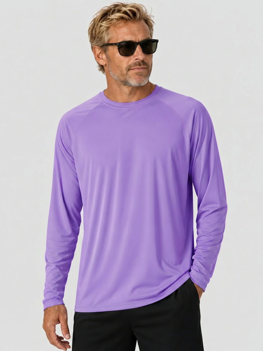 TACVASEN Light Purple Men's UPF 50+ Long Sleeve Quick Dry Sun Protection Shirt