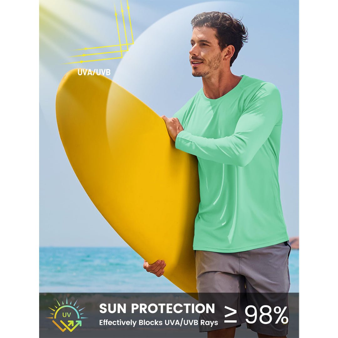 Men's UPF 50+ Long Sleeve Quick Dry Sun Protection Shirt Mint Green