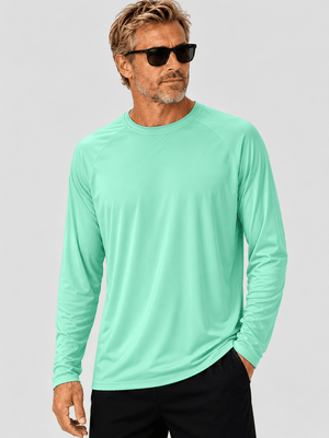 TACVASEN Mint Green Men's UPF 50+ Long Sleeve Quick Dry Sun Protection Shirt