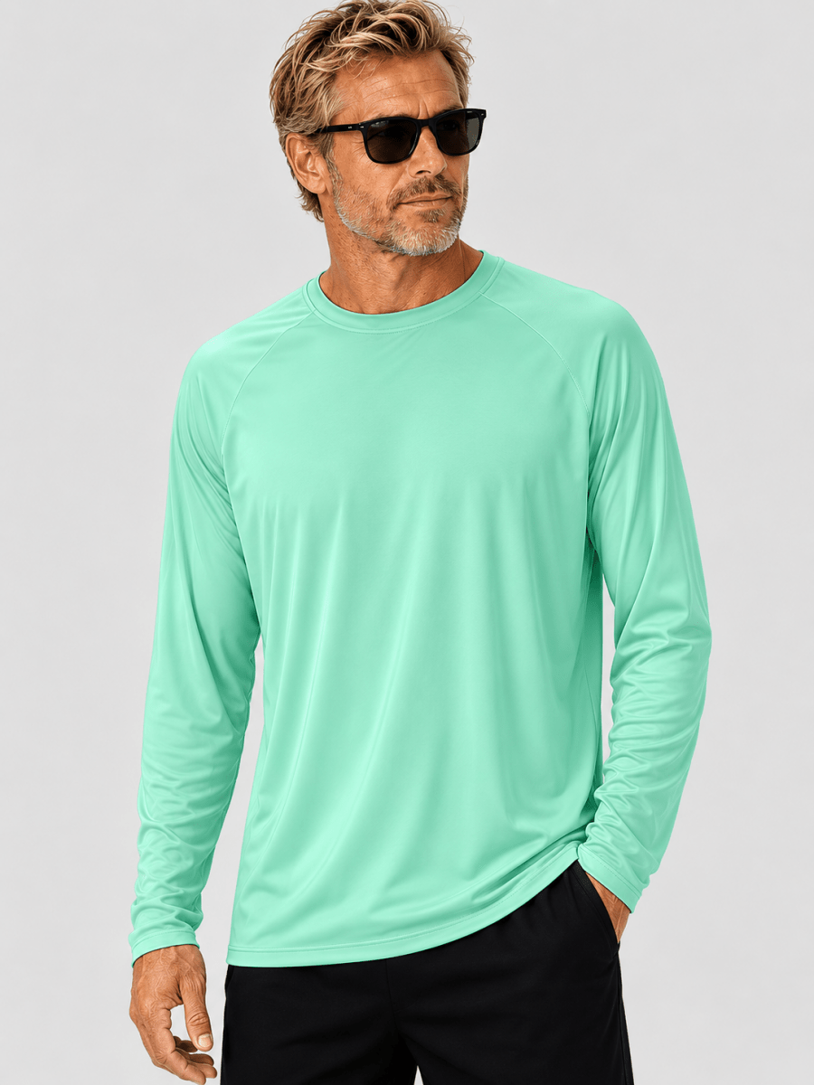 TACVASEN Mint Green Men's UPF 50+ Long Sleeve Quick Dry Sun Protection Shirt