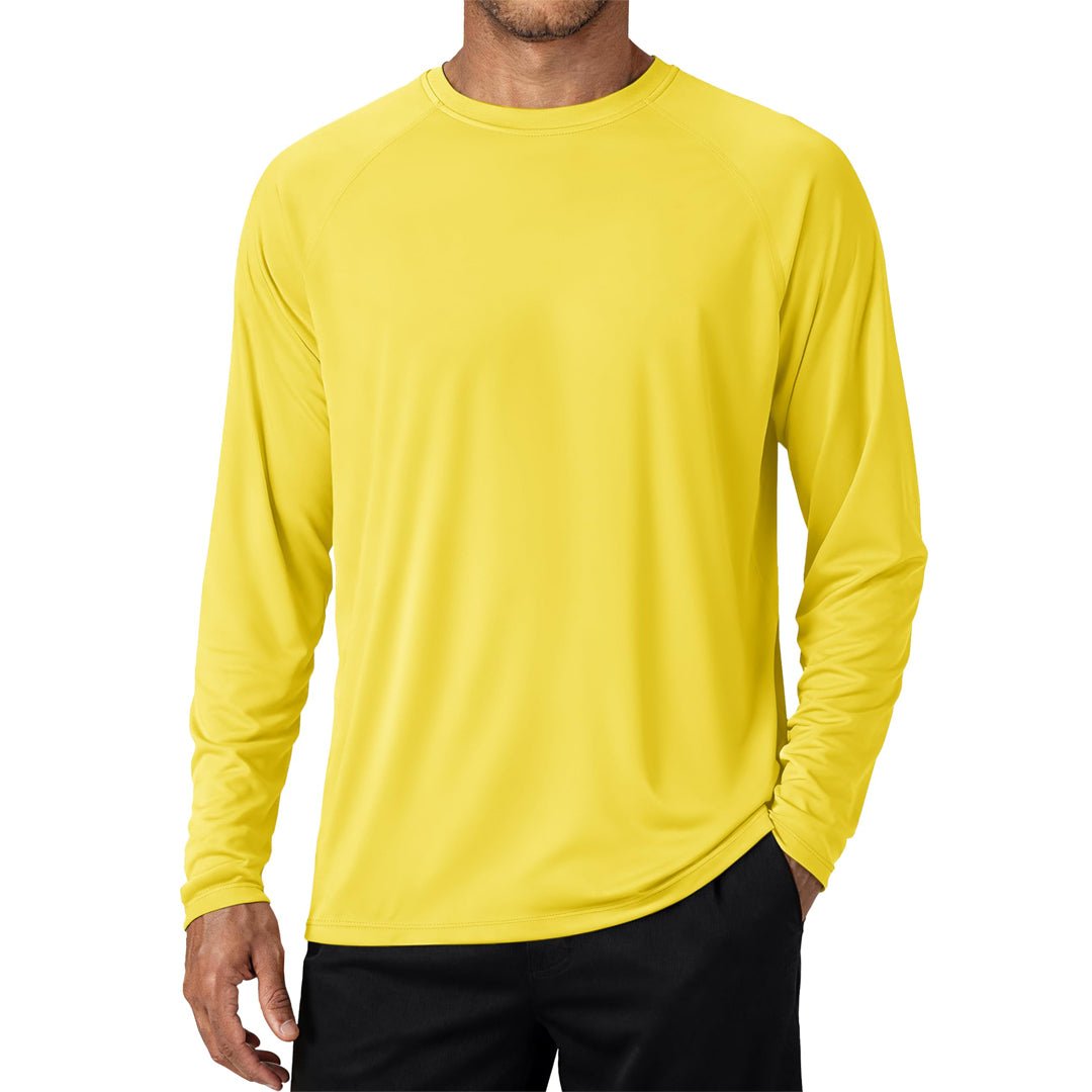 Men's UPF 50+ Long Sleeve Quick Dry Sun Protection Shirt Yellow