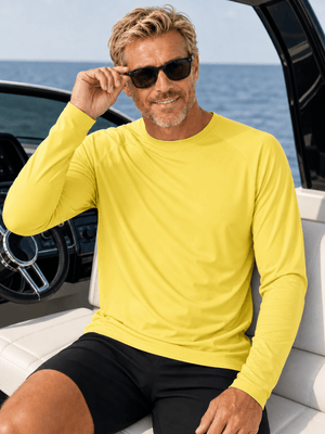 TACVASEN Yellow Men's UPF 50+ Long Sleeve Quick Dry Sun Protection Shirt