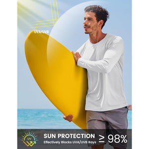 Men's UPF 50+ Long Sleeve Quick Dry Sun Protection Shirt White