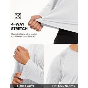 Men's UPF 50+ Long Sleeve Quick Dry Sun Protection Shirt White