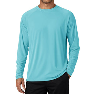 Men's UPF 50+ Long Sleeve Quick Dry Sun Protection Shirt Water Blue
