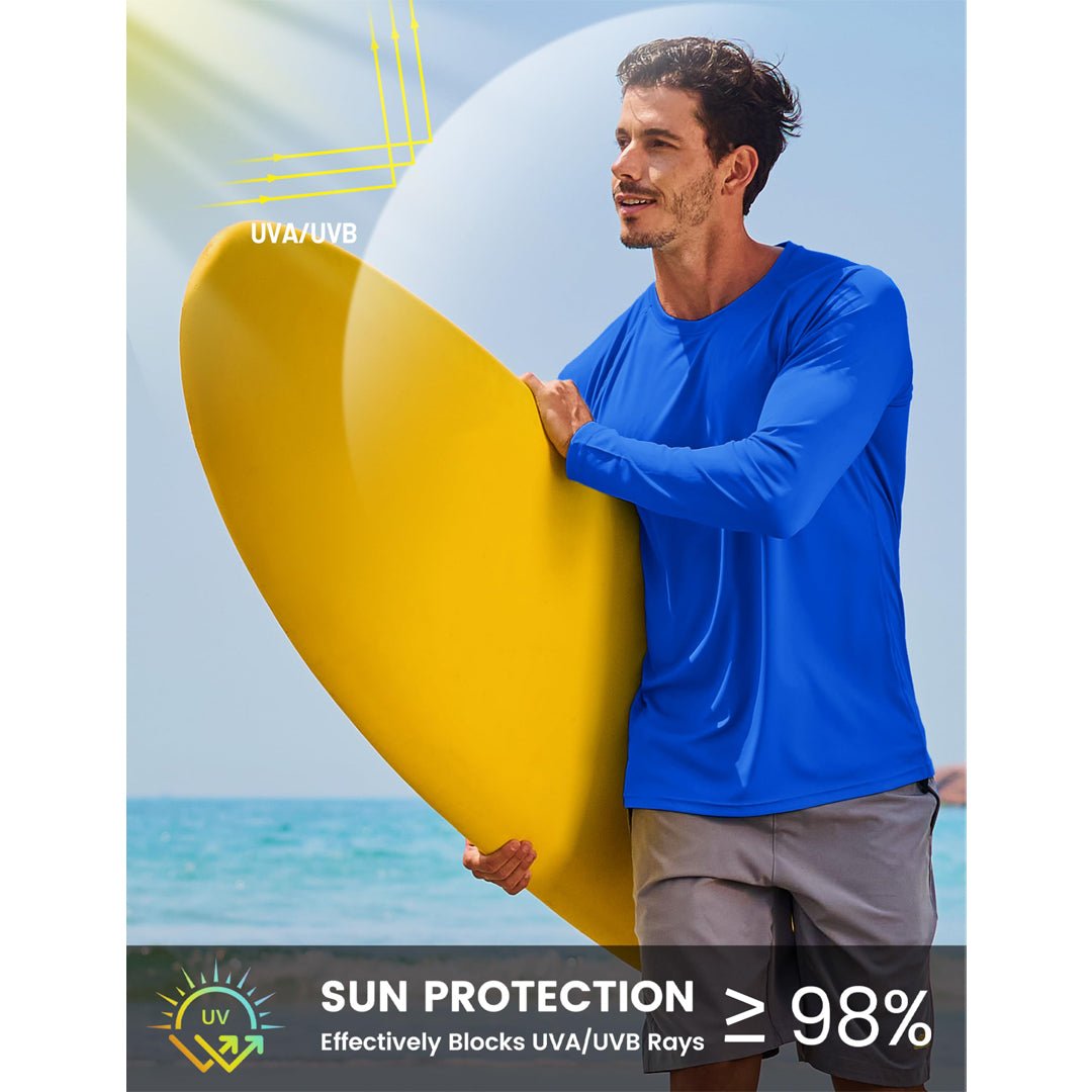Men's UPF 50+ Long Sleeve Quick Dry Sun Protection Shirt Sapphire Blue
