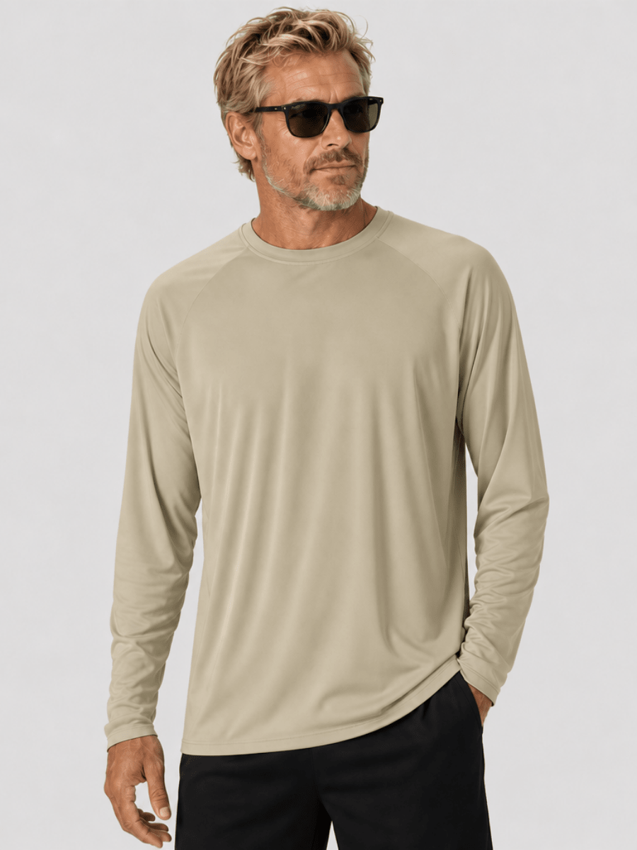 TACVASEN Dull Cyan Men's UPF 50+ Long Sleeve Quick Dry Sun Protection Shirt