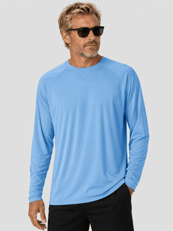 TACVASEN Blue Men's UPF 50+ Long Sleeve Quick Dry Sun Protection Shirt