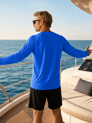TACVASEN Sapphire Blue Men's UPF 50+ Long Sleeve Quick Dry Sun Protection Shirt