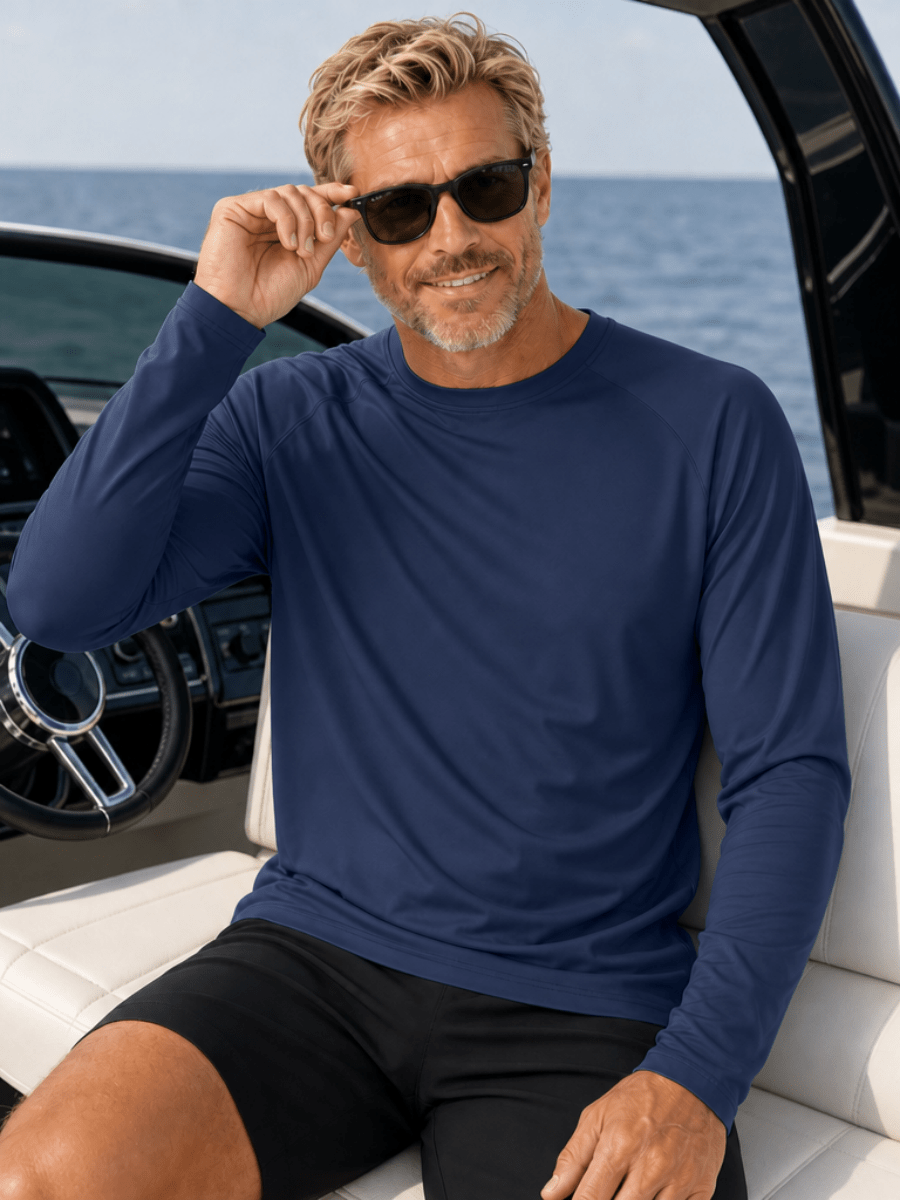 TACVASEN Navy Men's UPF 50+ Long Sleeve Quick Dry Sun Protection Shirt