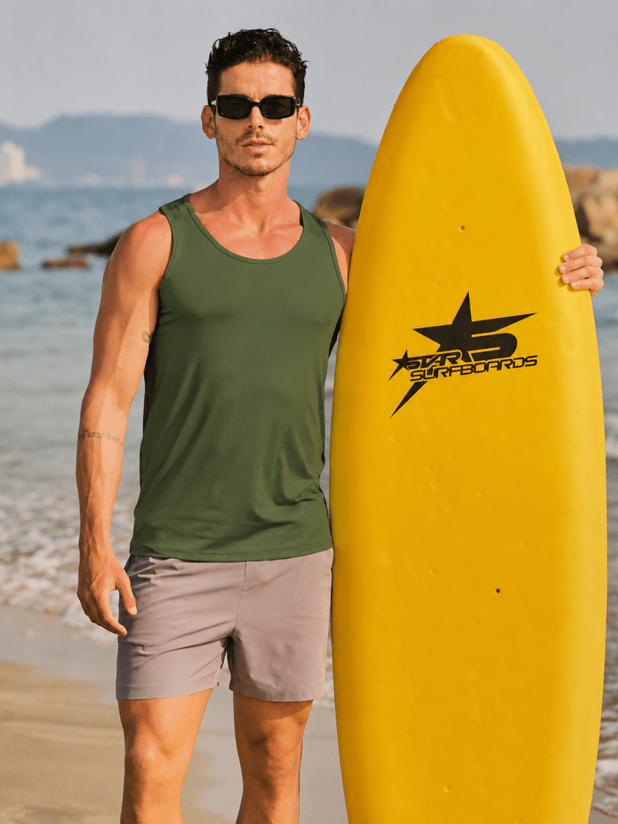 TACVASEN Army Green Men's UPF 50+ Moisture Wicking Sports Vests
