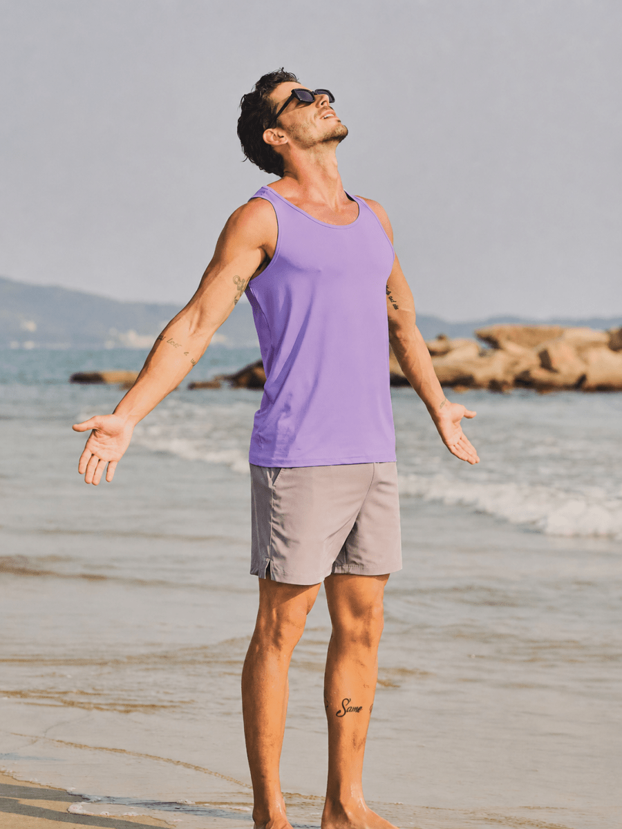 TACVASEN Light Purple Men's UPF 50+ Moisture Wicking Sports Vests