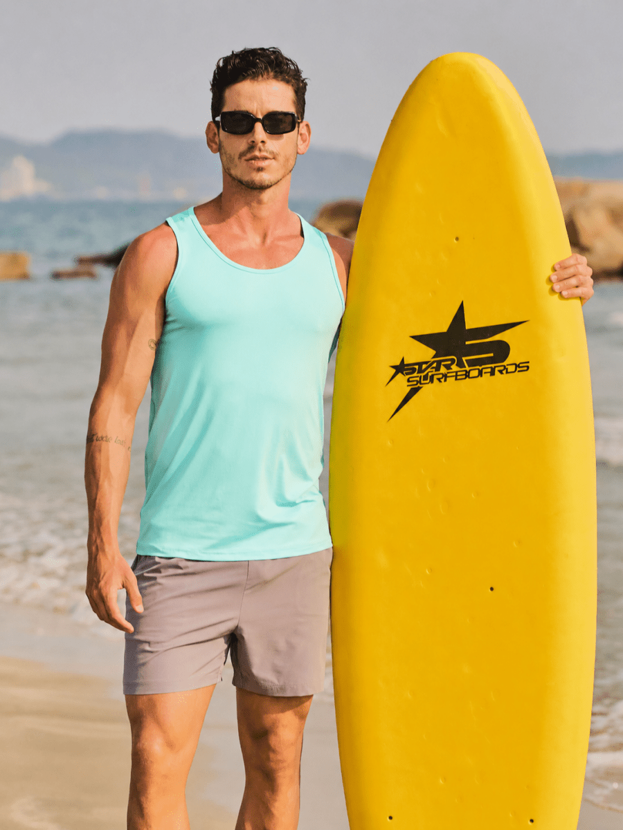 TACVASEN Light Lake Blue Men's UPF 50+ Moisture Wicking Sports Vests