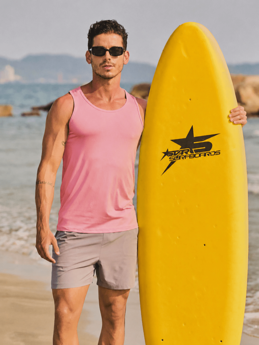 TACVASEN Pink Men's UPF 50+ Moisture Wicking Sports Vests