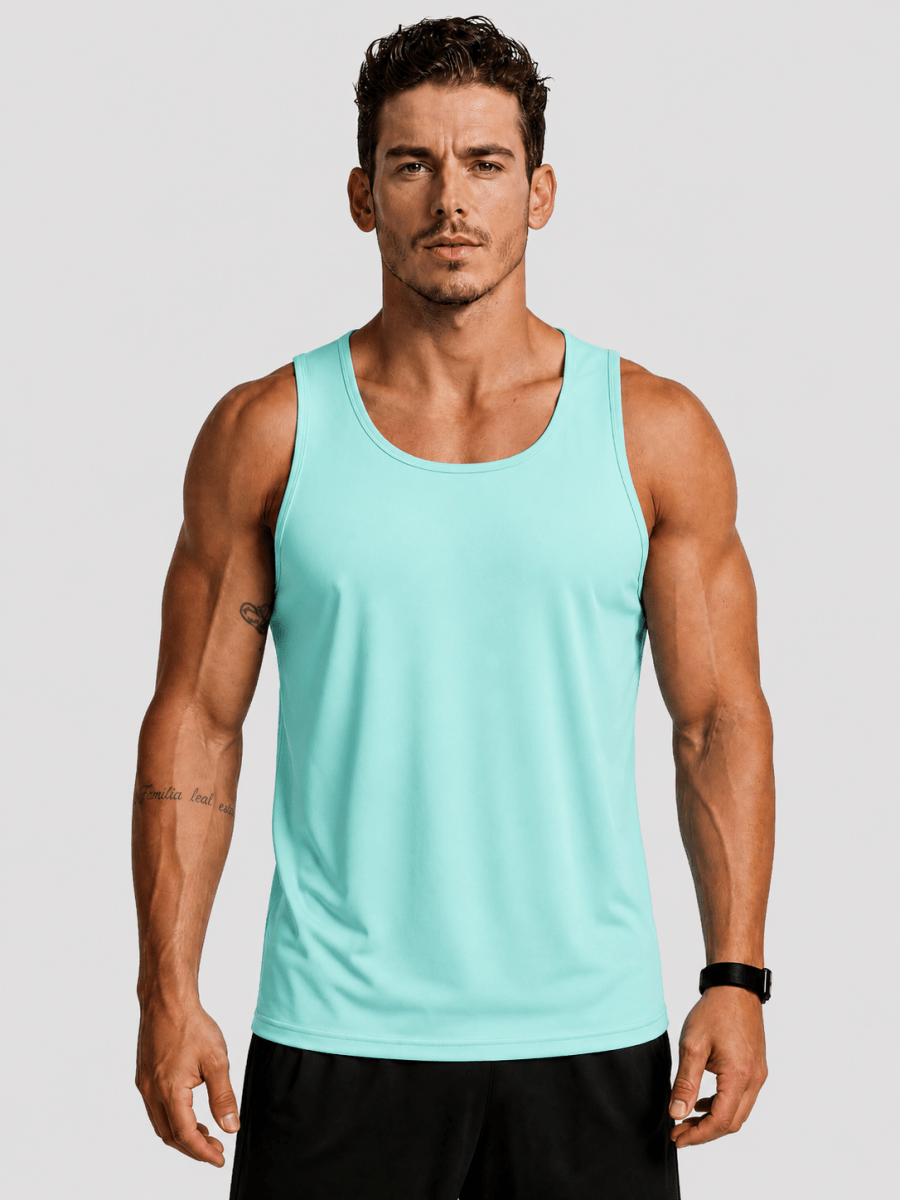 TACVASEN Light Lake Blue Men's UPF 50+ Moisture Wicking Sports Vests