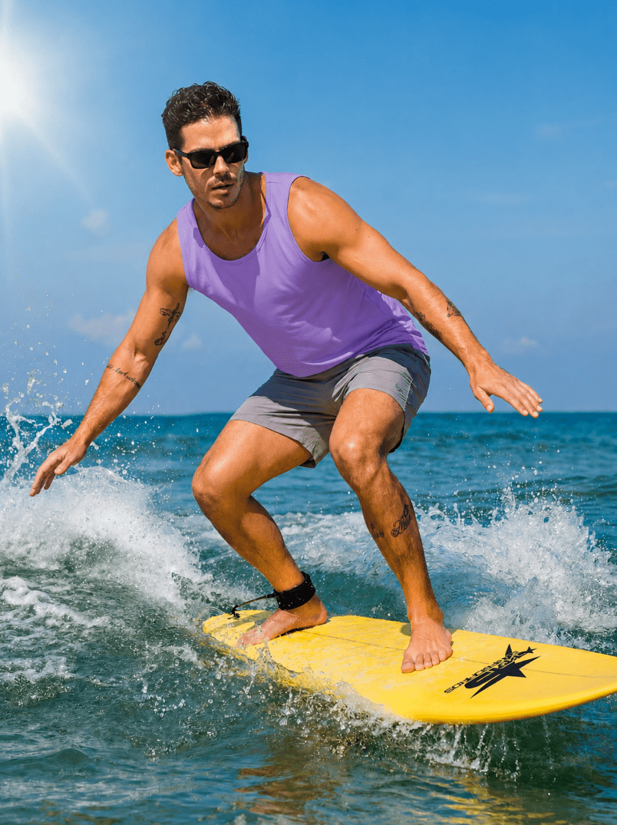 TACVASEN Light Purple Men's UPF 50+ Moisture Wicking Sports Vests