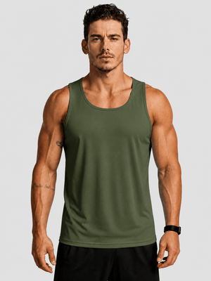 TACVASEN Army Green Men's UPF 50+ Moisture Wicking Sports Vests