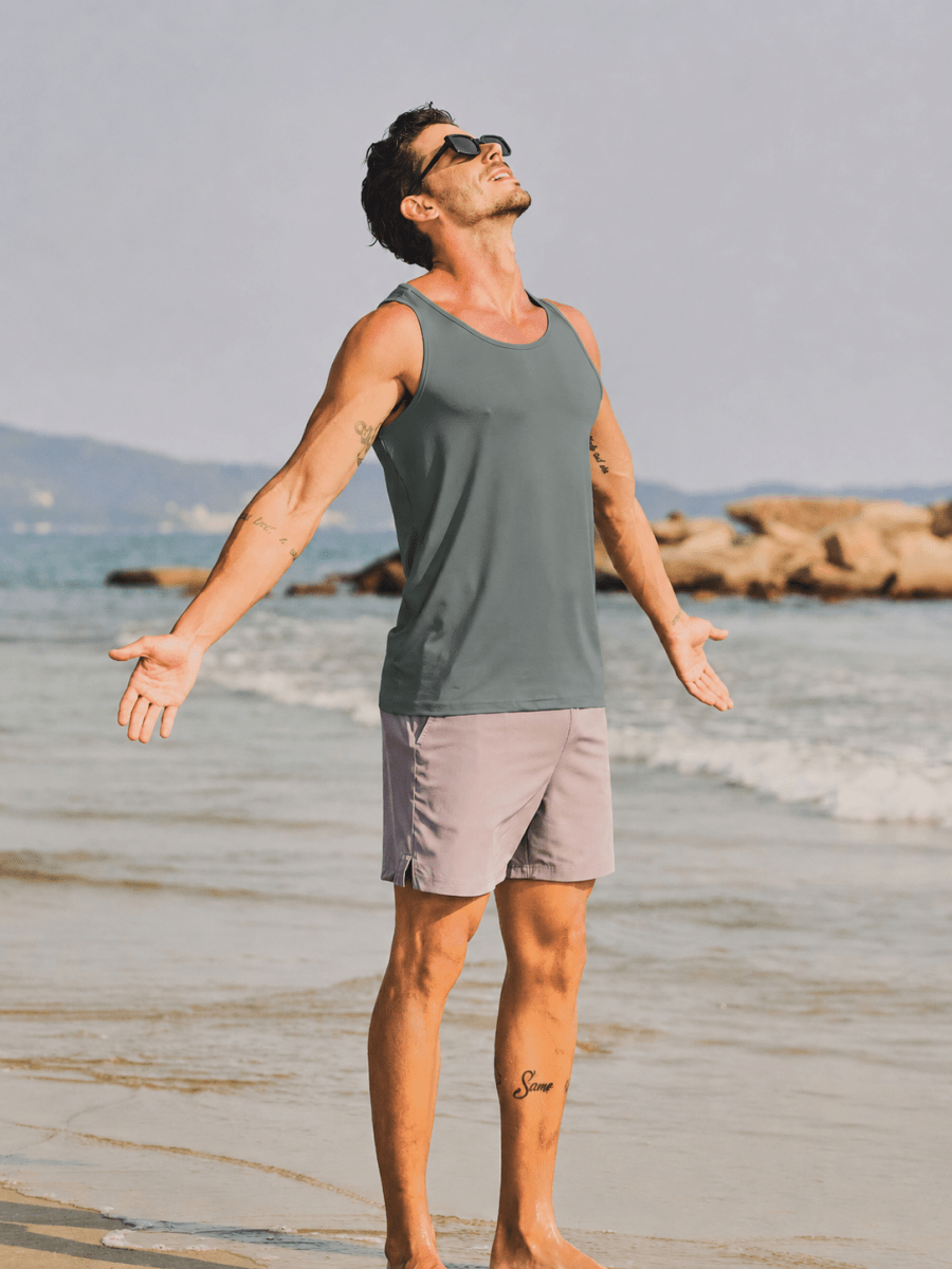 TACVASEN Dark Grey Men's UPF 50+ Moisture Wicking Sports Vests