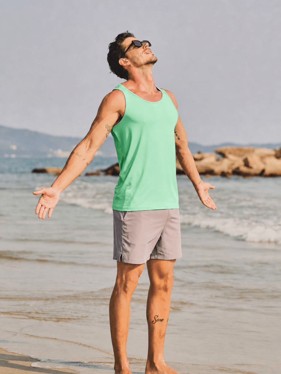 TACVASEN Mint Green Men's UPF 50+ Moisture Wicking Sports Vests