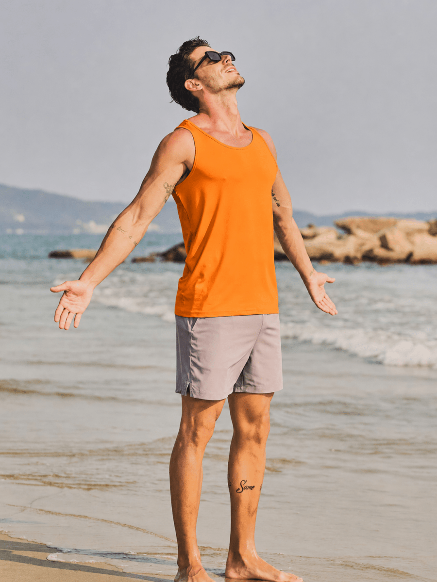TACVASEN Orange Men's UPF 50+ Moisture Wicking Sports Vests