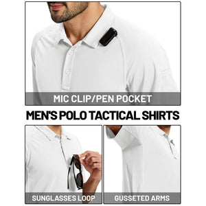 TACVASEN White UPF 50+ Performance Tactical Polo Shirt